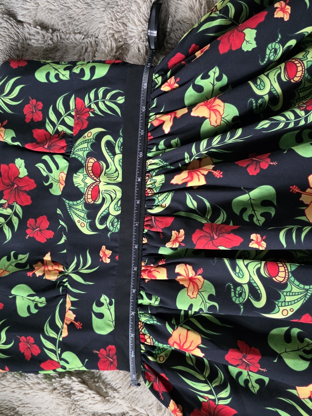 Sourpuss Black Tropical Cthulhu Floral Fit & Flare Scuba Dress - Picture 4 of 7